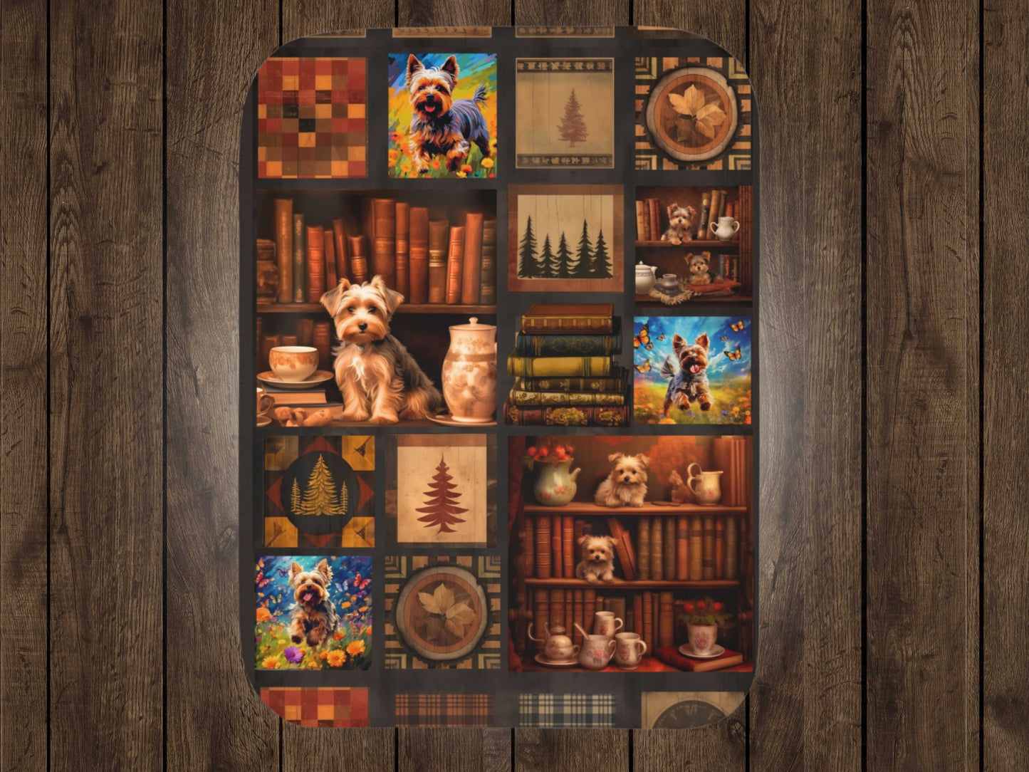 Sherpa Blanket, Two Colors - Cozy Yorkie Terrier Puppy Printed Throw, Pet Lover Gift, Soft Plush Cover, Dog Mom Dorm Bedding, Warm Fleece