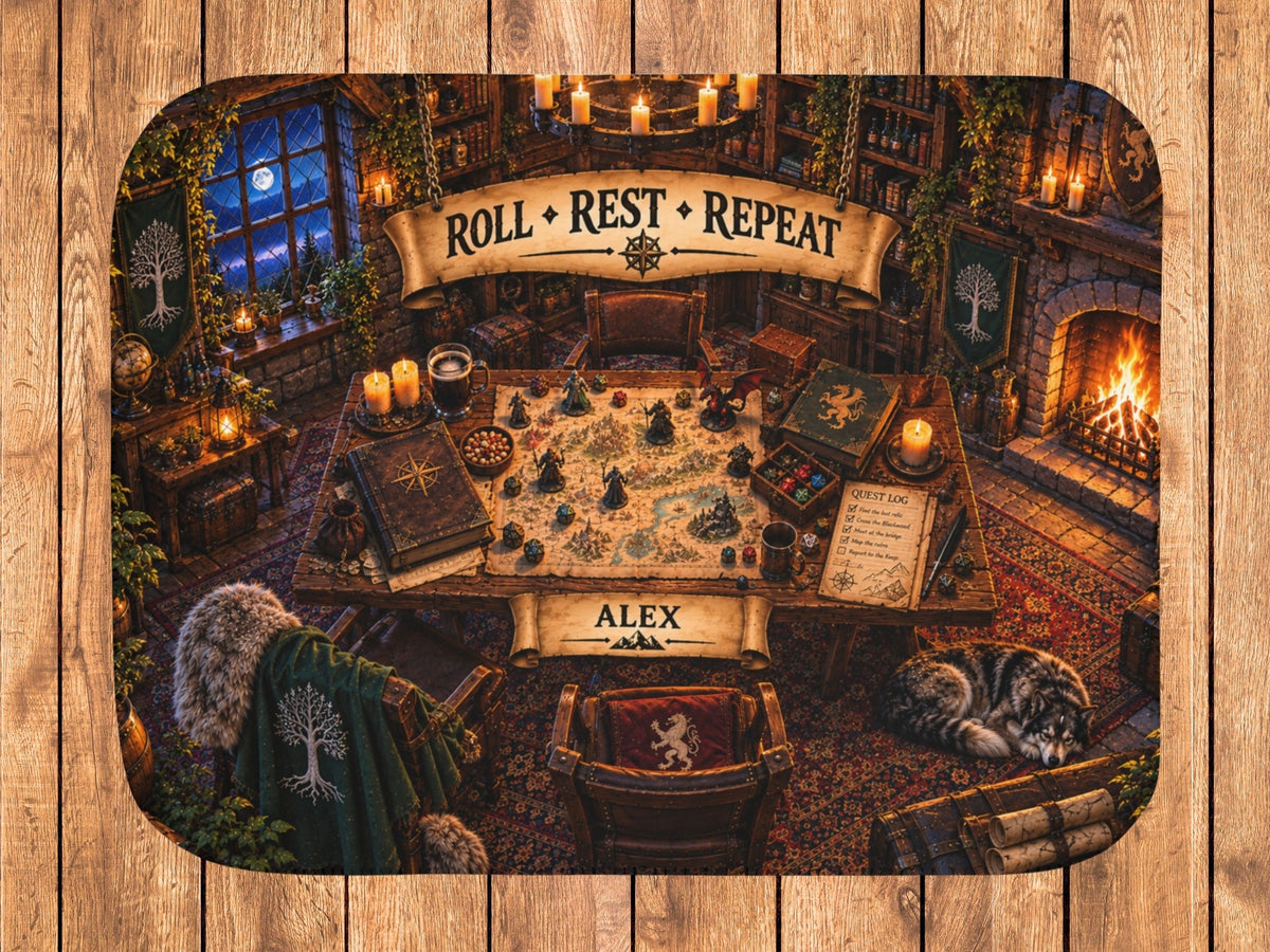Personalized Tabletop RPG Dragon Blanket, Custom Name Fantasy Gamer Sherpa Blanket, Dungeon Game Master Gift, Dice Lover Gift