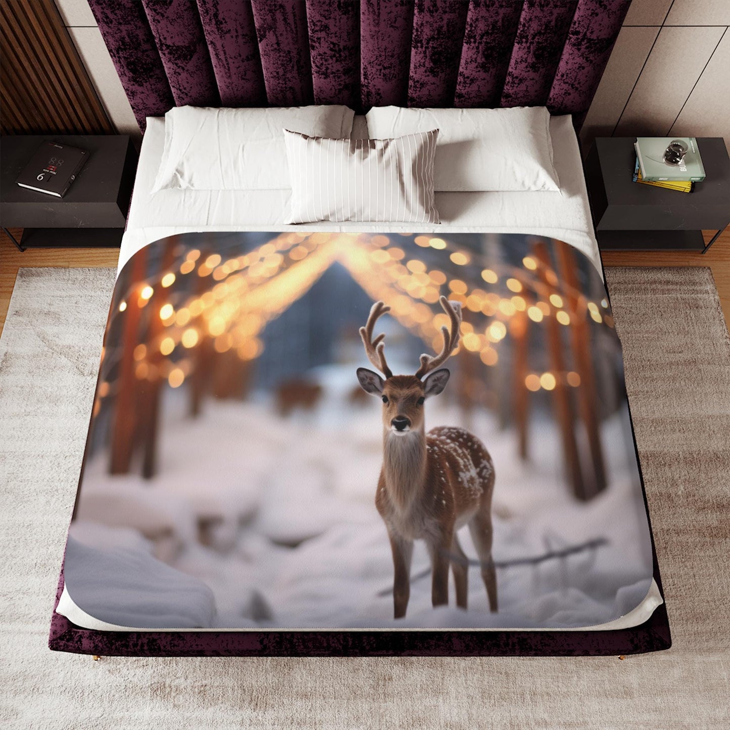 Sherpa Throw Blanket - Christmas Deer - Soft Plush Throw Blanket-Jacobson Cottage