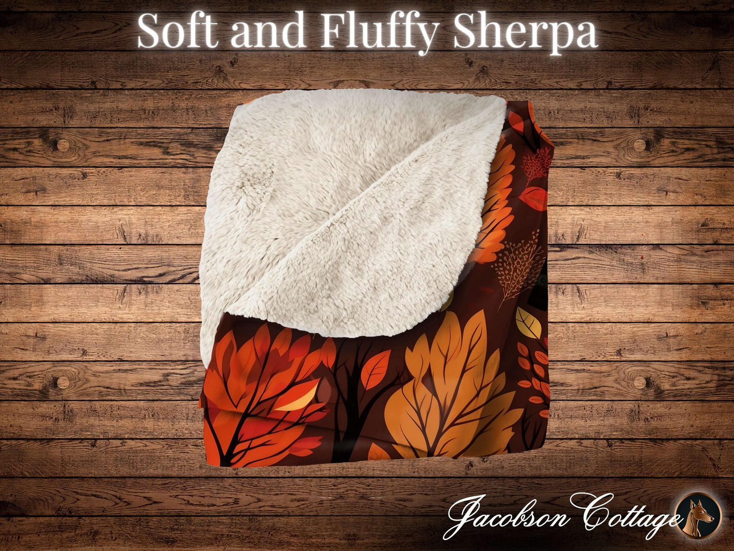 Sherpa Throw Blanket - Fall Leaves Autumn - Soft Plush Throw Blanket-Jacobson Cottage