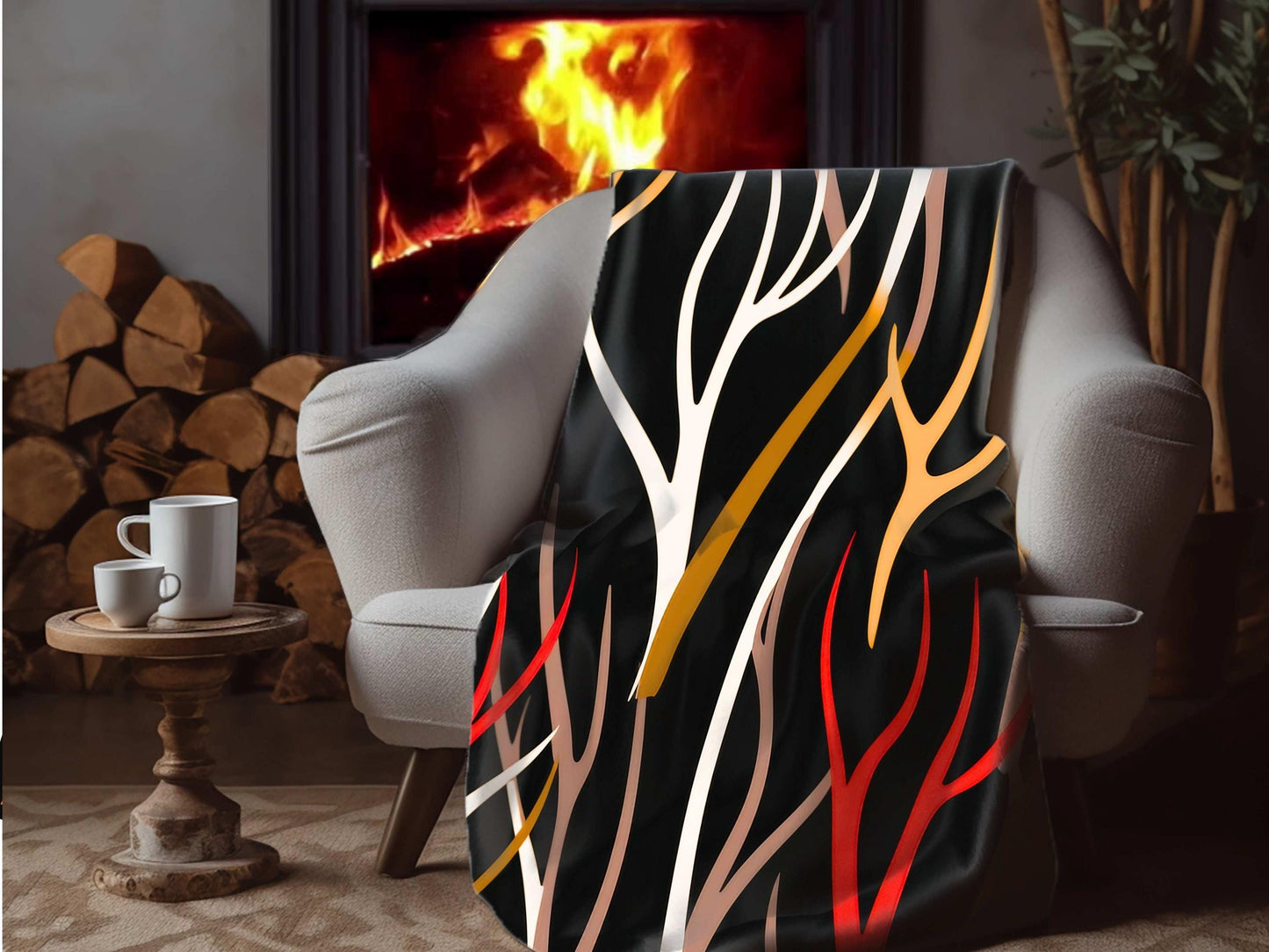 Sherpa Throw Blanket - Modern Antlers Cabin Soft Plush Throw Blanket-Jacobson Cottage