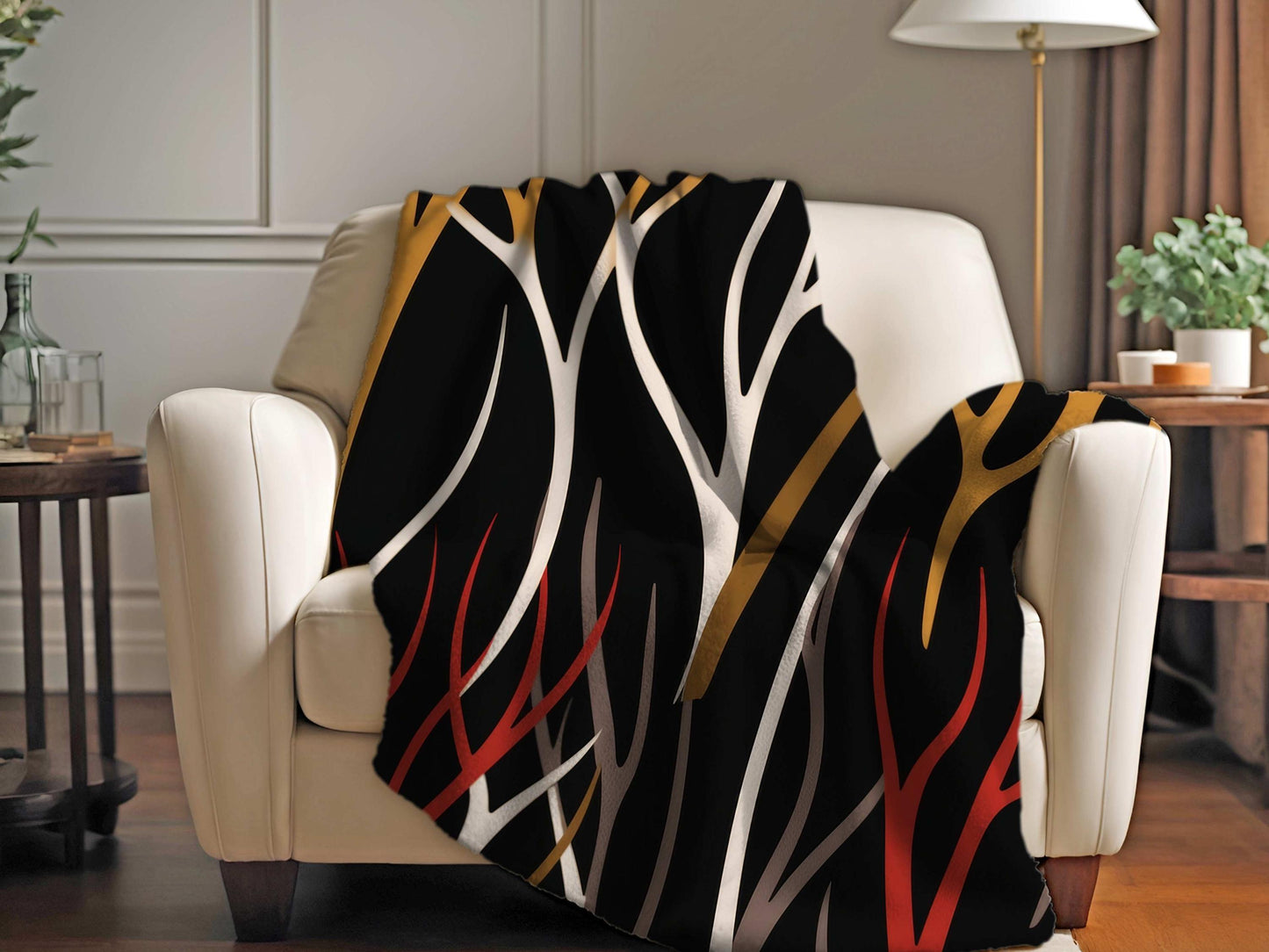 Sherpa Throw Blanket - Modern Antlers Cabin Soft Plush Throw Blanket-Jacobson Cottage