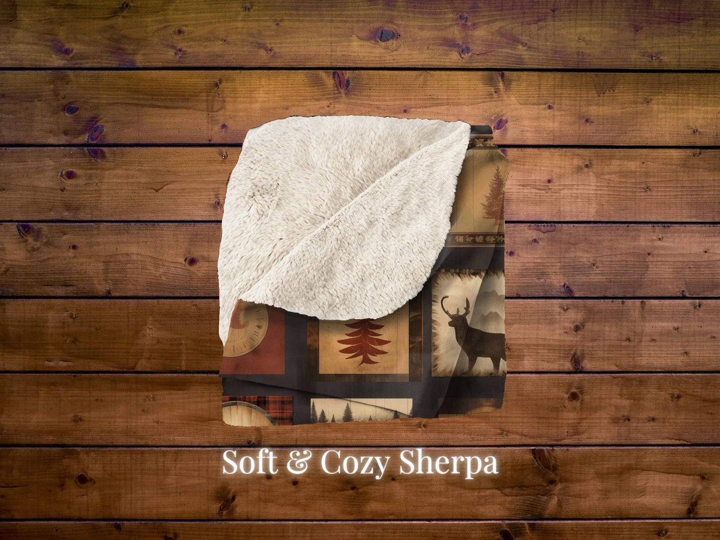 Sherpa Throw Blanket - Cabin in the woods Rustic Soft Plush Throw Blanket-Jacobson Cottage