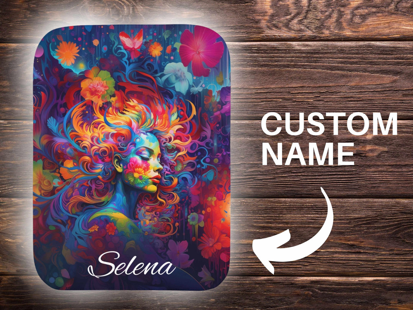 Sherpa Throw Blanket - Psychedelic Goddess Personalized Name - Soft Plush Throw Blanket-Jacobson Cottage