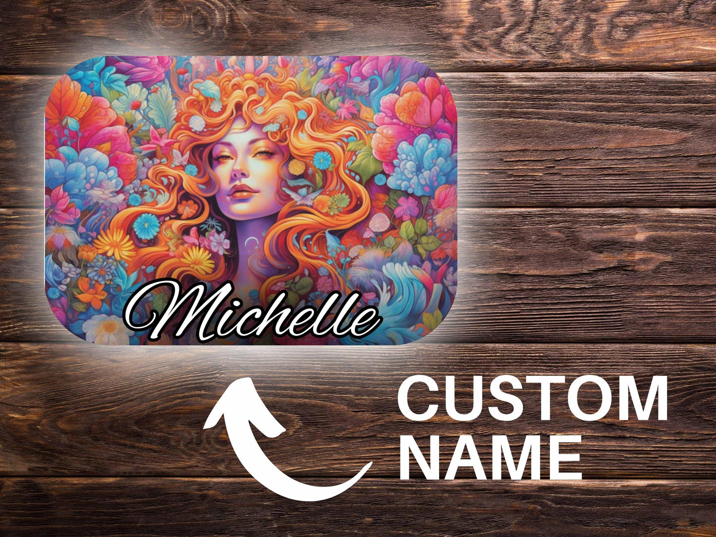 Sherpa Throw Blanket - Psychedelic Goddess with Custom Name Soft - Plush Throw Blanket-Jacobson Cottage