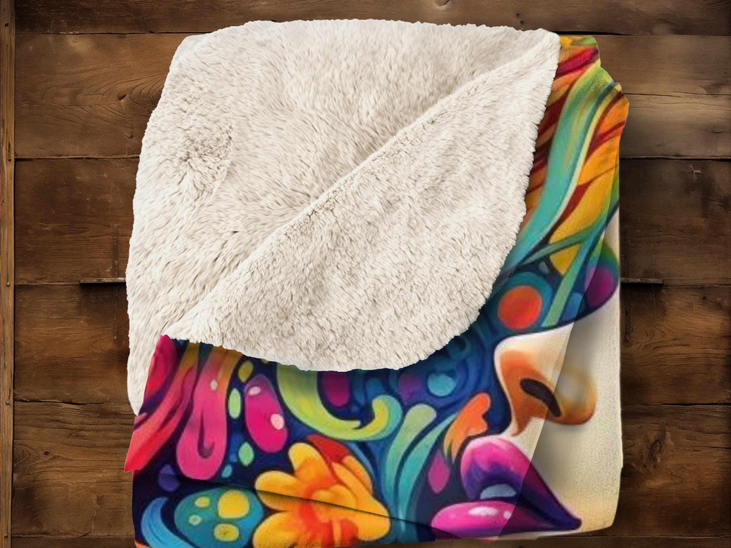 Sherpa Throw Blanket - Psychedelic Goddess Custom Name - Soft Plush Throw Blanket-Jacobson Cottage
