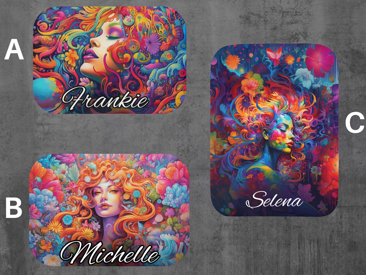 Sherpa Throw Blanket - Psychedelic Goddess with Custom Name Soft - Plush Throw Blanket-Jacobson Cottage