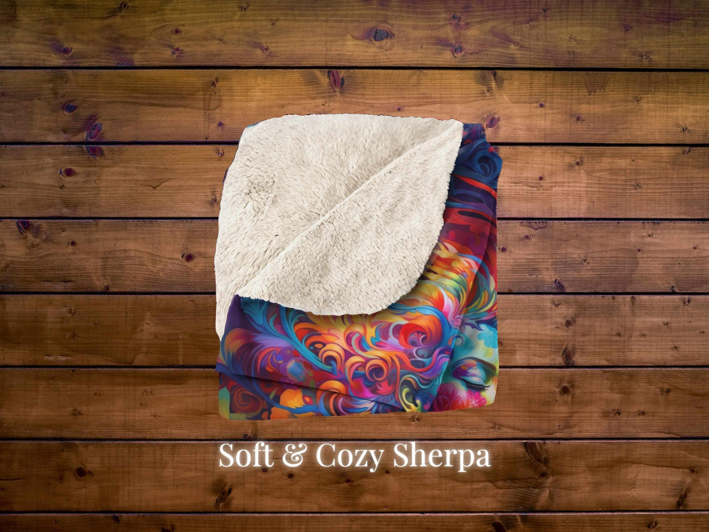 Sherpa Throw Blanket - Psychedelic Goddess Personalized Name - Soft Plush Throw Blanket-Jacobson Cottage