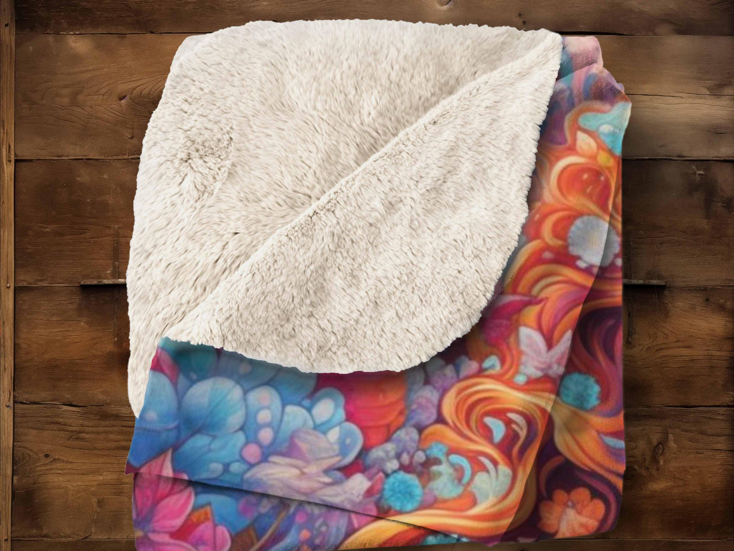 Sherpa Throw Blanket - Psychedelic Goddess with Custom Name Soft - Plush Throw Blanket-Jacobson Cottage