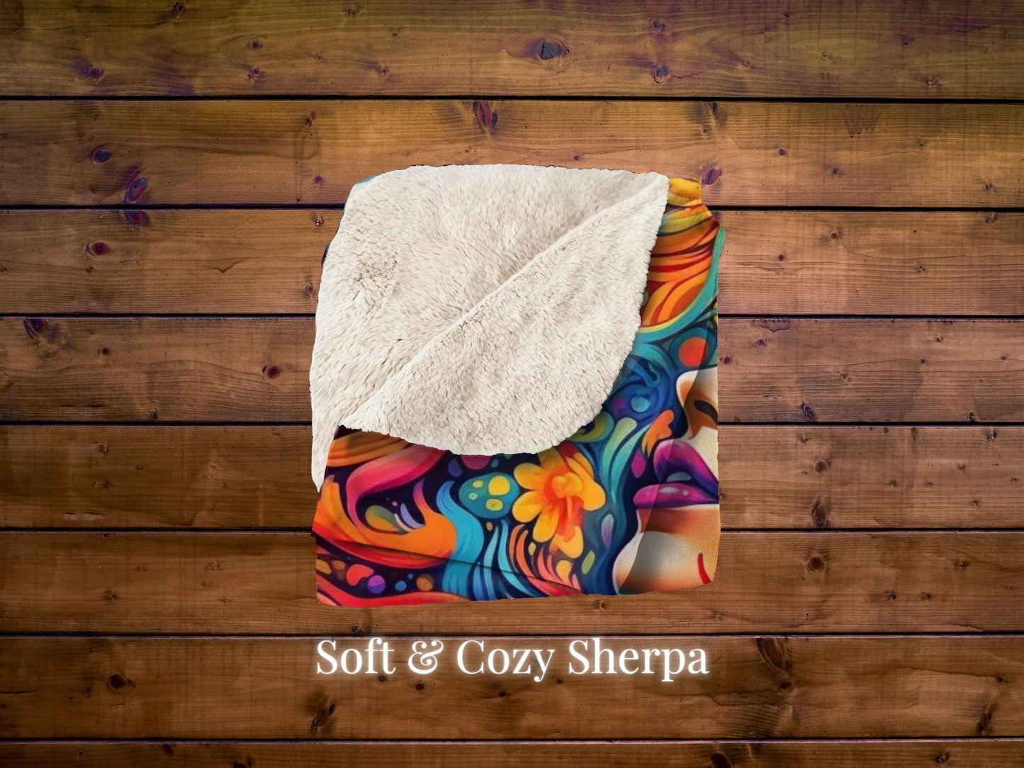 Sherpa Throw Blanket - Psychedelic Goddess Custom Name - Soft Plush Throw Blanket-Jacobson Cottage