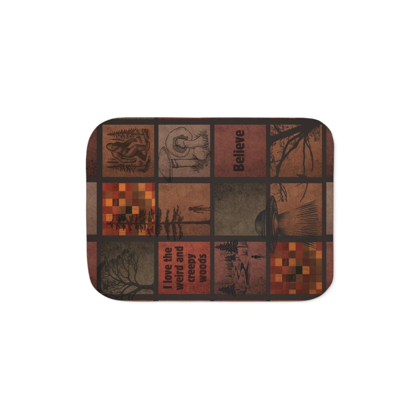 Sherpa Throw Blanket - Creepy Woods Alien and Big Foot - Soft Plush Throw Blanket-Jacobson Cottage