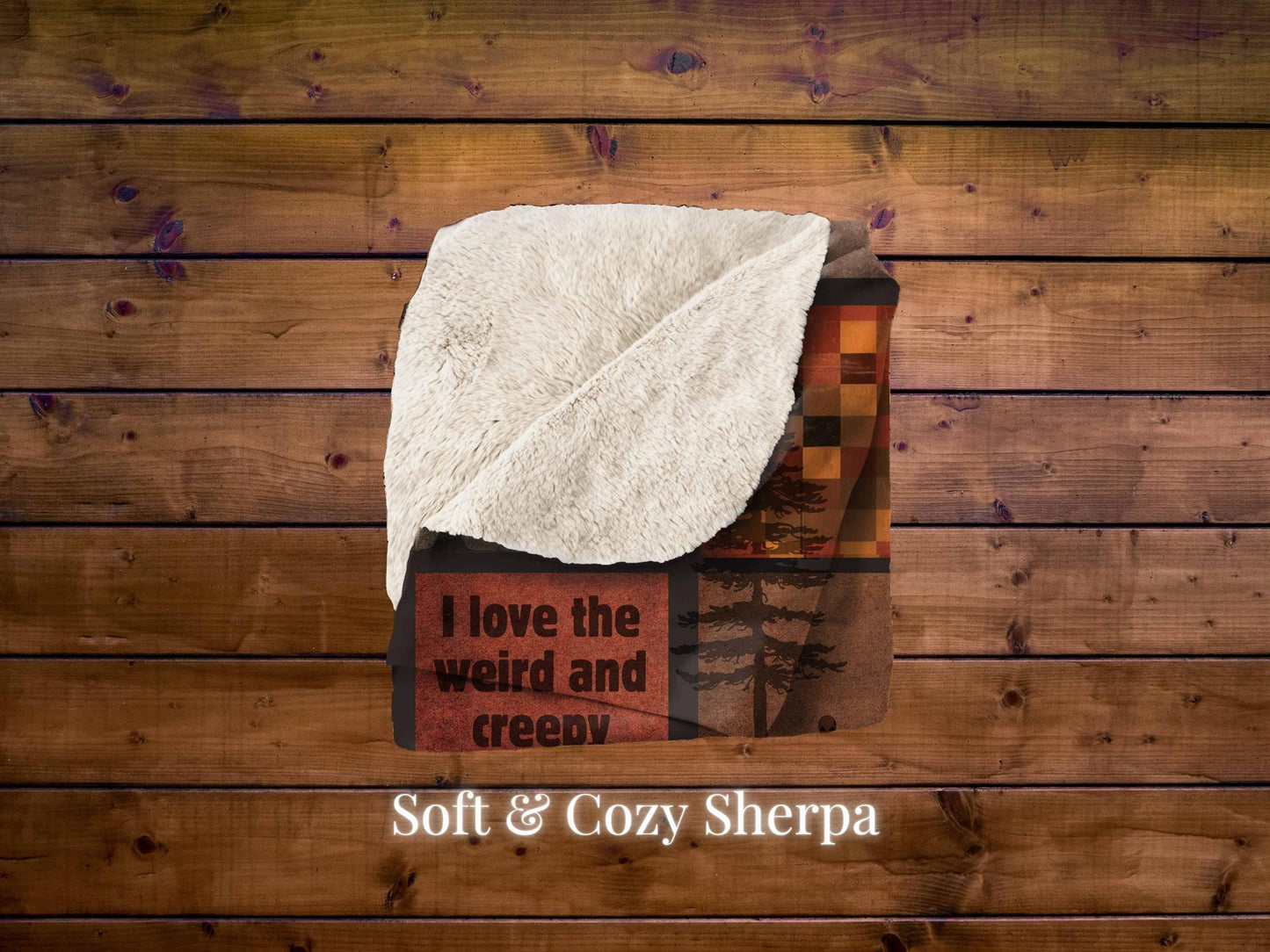 Sherpa Throw Blanket - Creepy Woods Alien and Big Foot - Soft Plush Throw Blanket-Jacobson Cottage