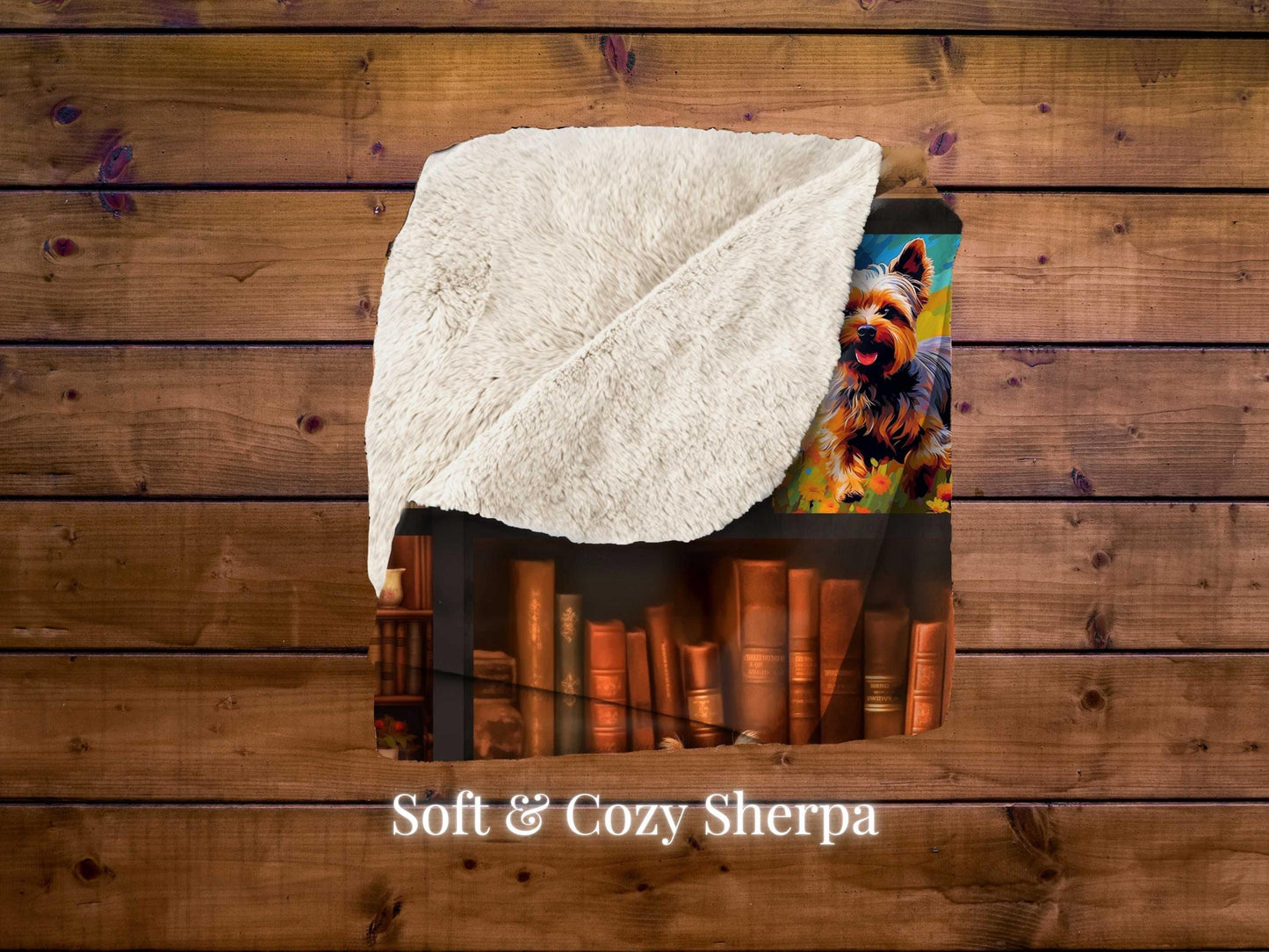 Sherpa Throw Blanket - Cute Yorkie Books and Readying Yorki - Soft Plush Throw Blanket-Jacobson Cottage