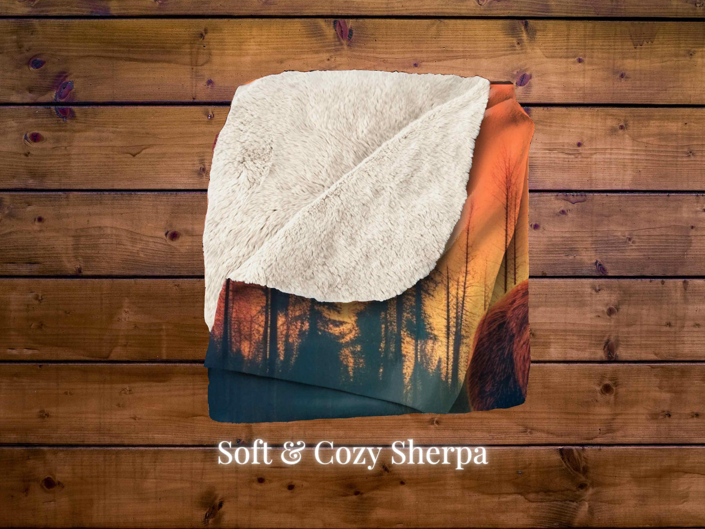 Sherpa Throw Blanket - Majestic Bear in the Woods - Soft Plush Throw Blanket-Jacobson Cottage