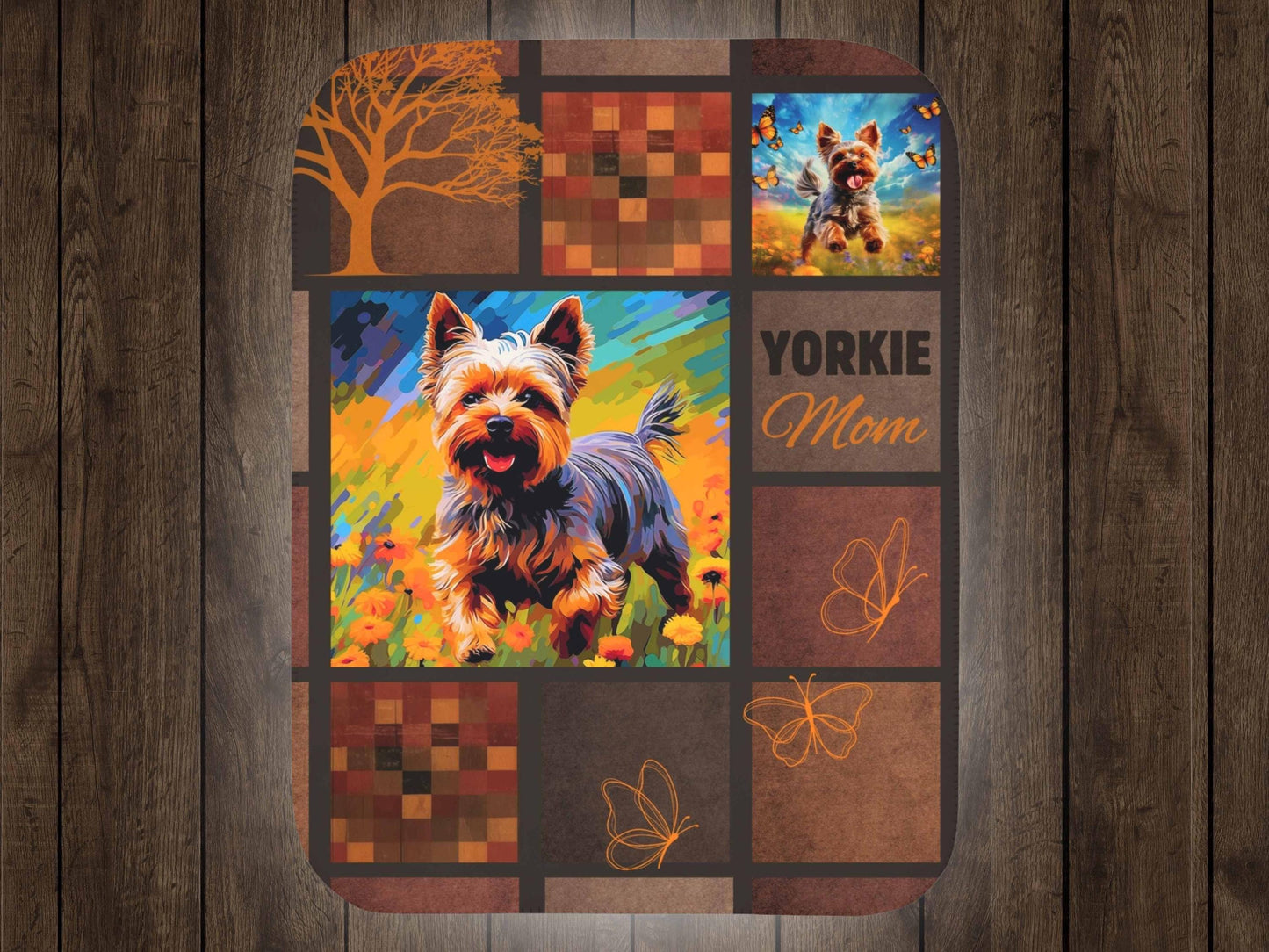 Sherpa Throw Blanket - Yorkie Mom Cozy - Soft Plush Throw Blanket-Jacobson Cottage