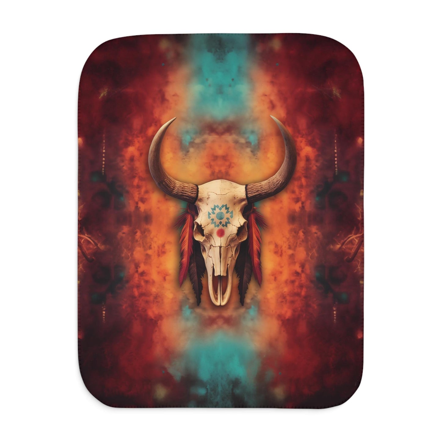 Sherpa Throw Blanket - Boho Bull Skull Southwestern Art Design -Soft Plush Throw Blanket-Jacobson Cottage