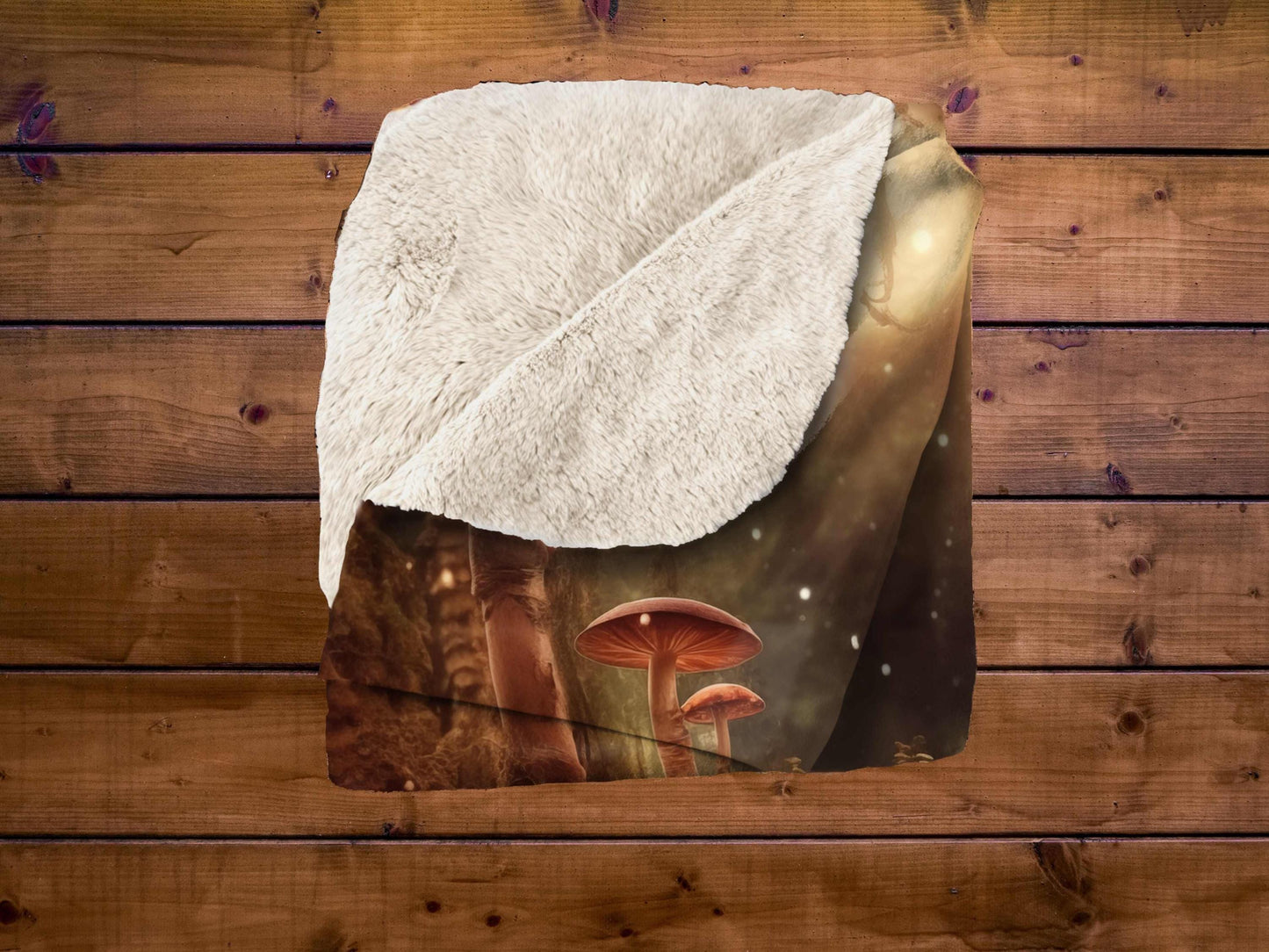 Sherpa Throw Blanket - Girl in Enchanted Mushroom Forest Fantasy Art -Soft Plush Throw Blanket-Jacobson Cottage