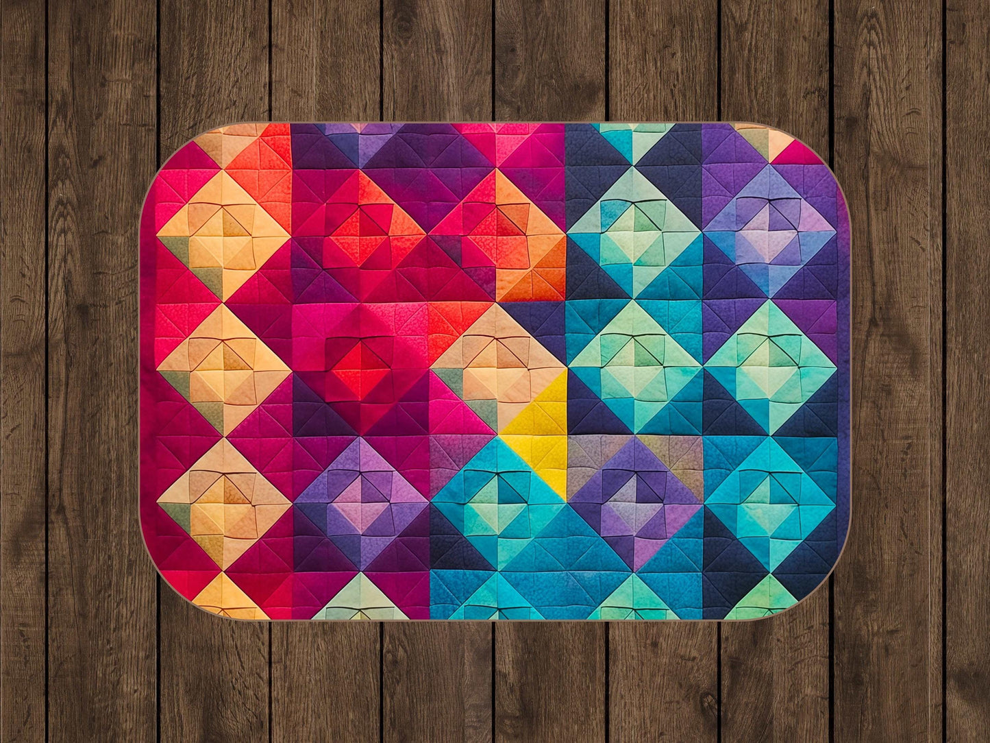 Sherpa Throw Blanket - Colorful Geometric Pattern Rainbow Diamond Design - Soft Plush Throw Blanket-Jacobson Cottage
