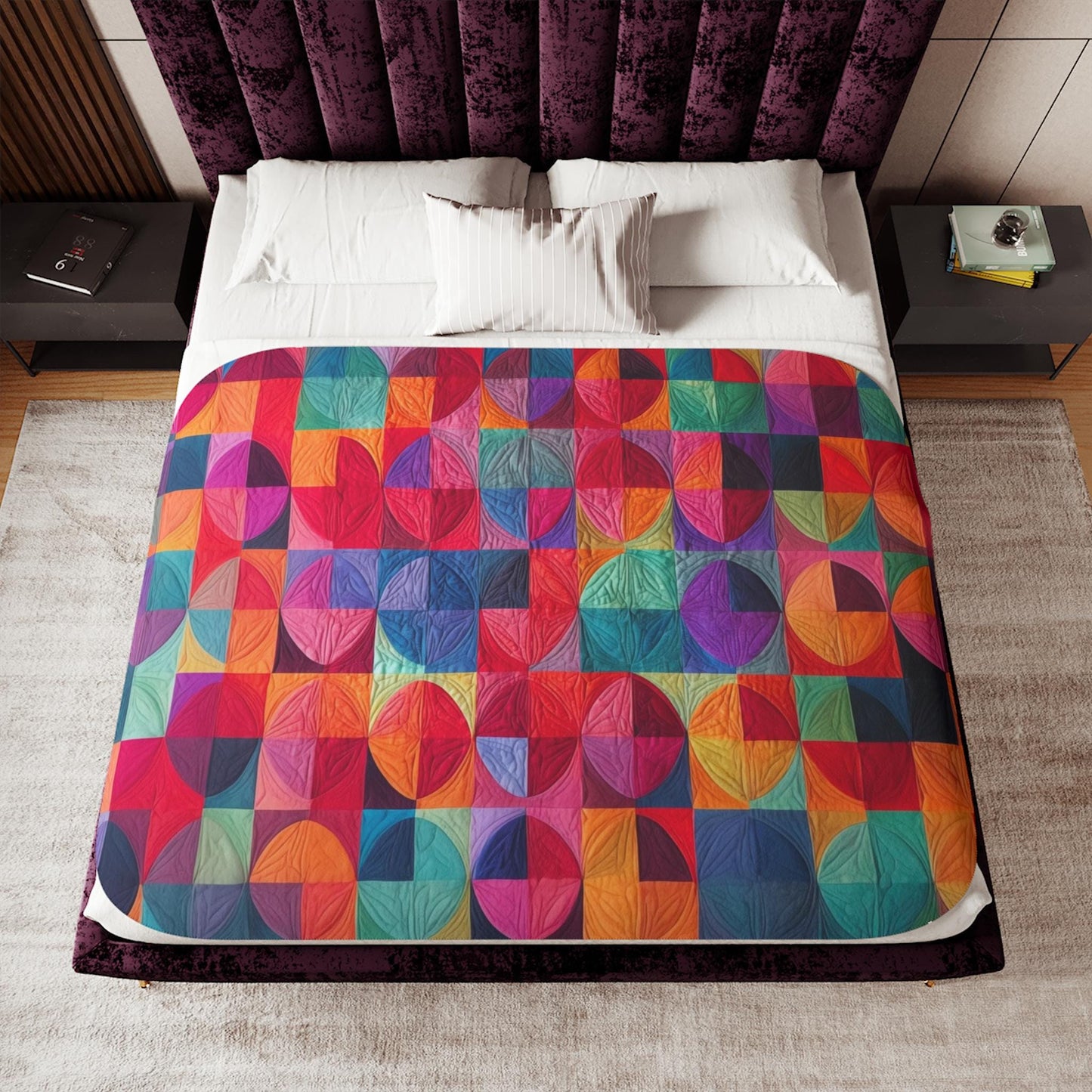 Sherpa Throw Blanket - Red Modern Art Red Quilt pattern Print - Soft Plush Throw Blanket-Jacobson Cottage