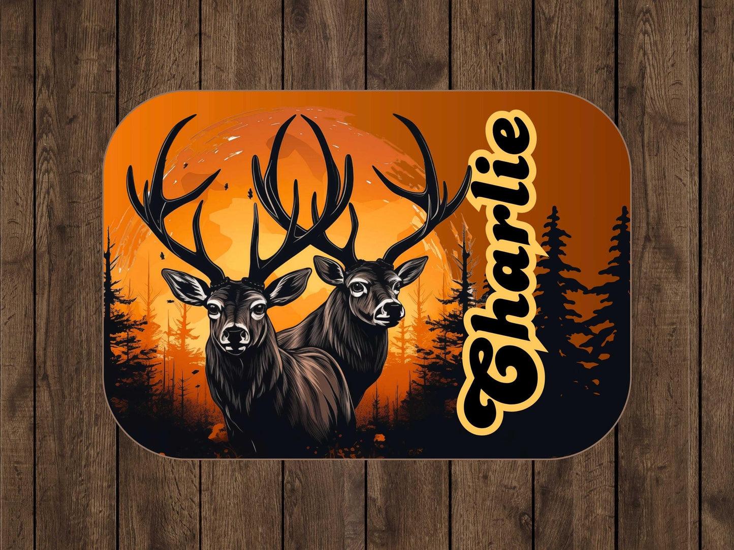Sherpa Throw Blanket - Custom Name Deer in Sunset Design for Hunting Season - Soft Plush Throw Blanket-Jacobson Cottage