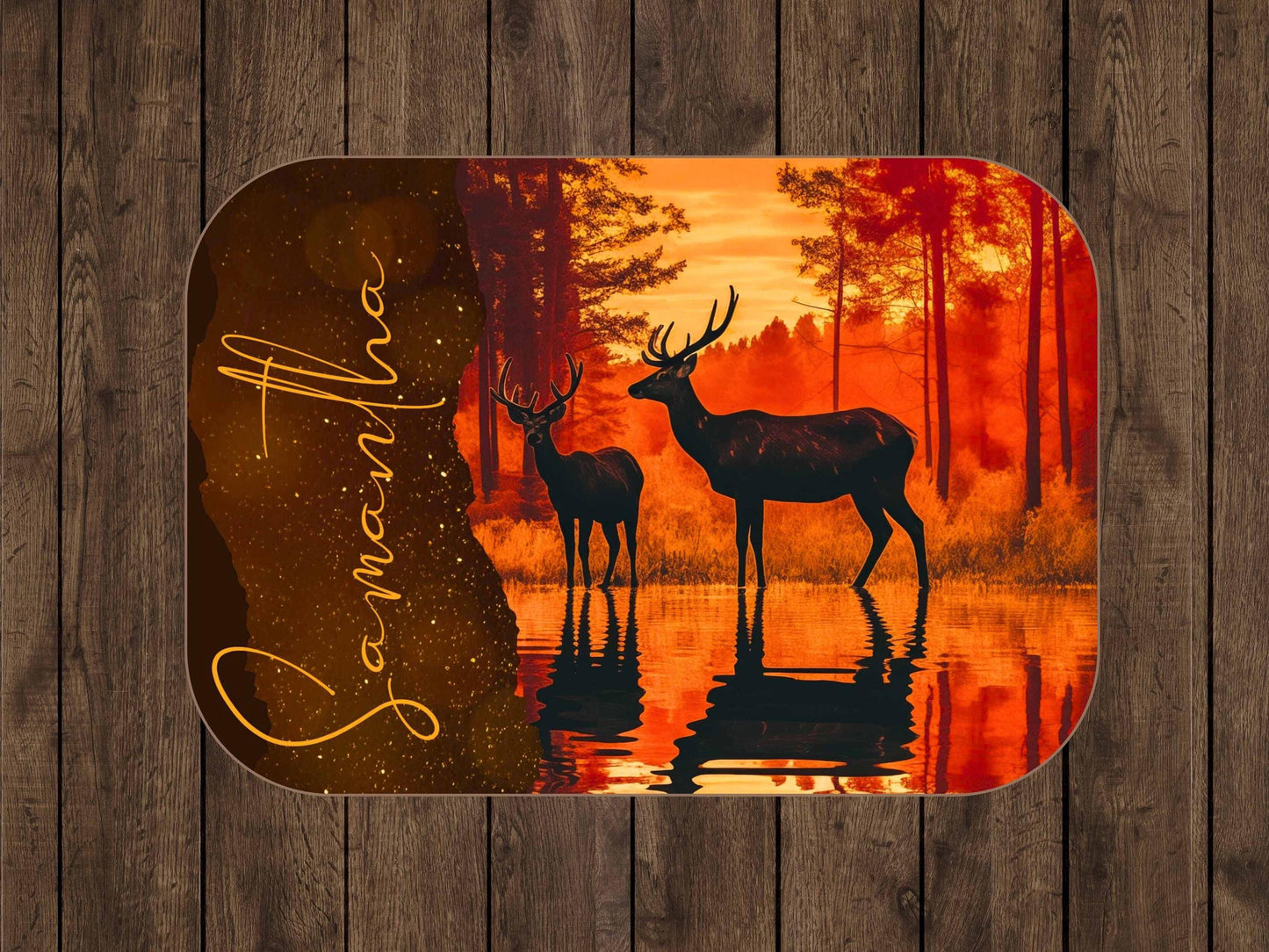 Sherpa Throw Blanket - Personalized Deer by Lake at Sunset Custom Name Hunting Design - Soft Plush Throw Blanket-Jacobson Cottage