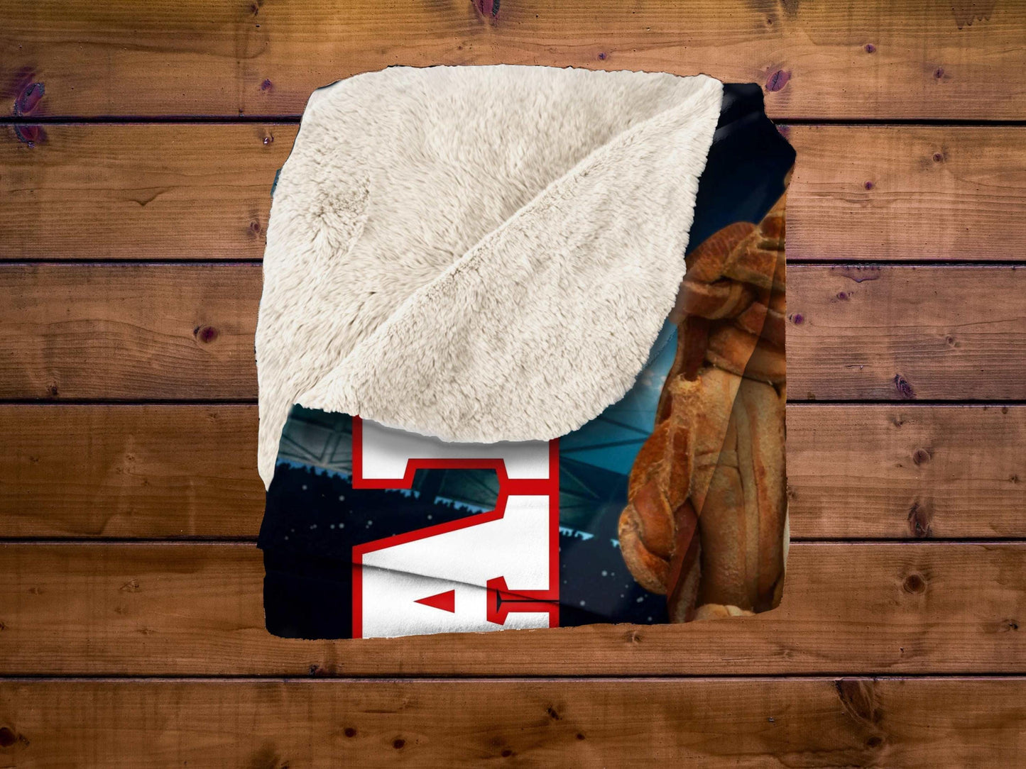 Sherpa Throw Blanket - Custom Name Baseball Glove and Ball personalized design - Soft Plush Throw Blanket-Jacobson Cottage