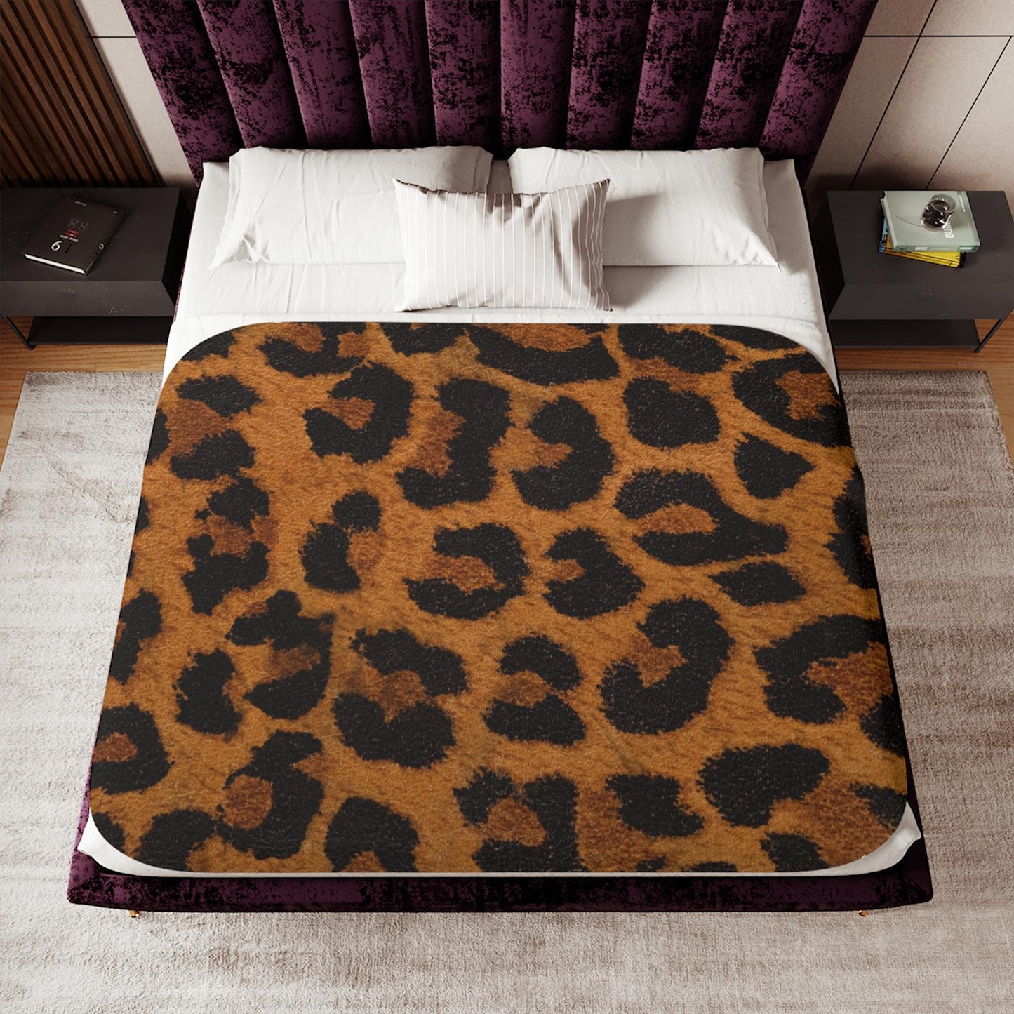 Sherpa Throw Blanket - Cheetah Print Safari Jungle themed design - Soft Plush Throw Blanket-Jacobson Cottage