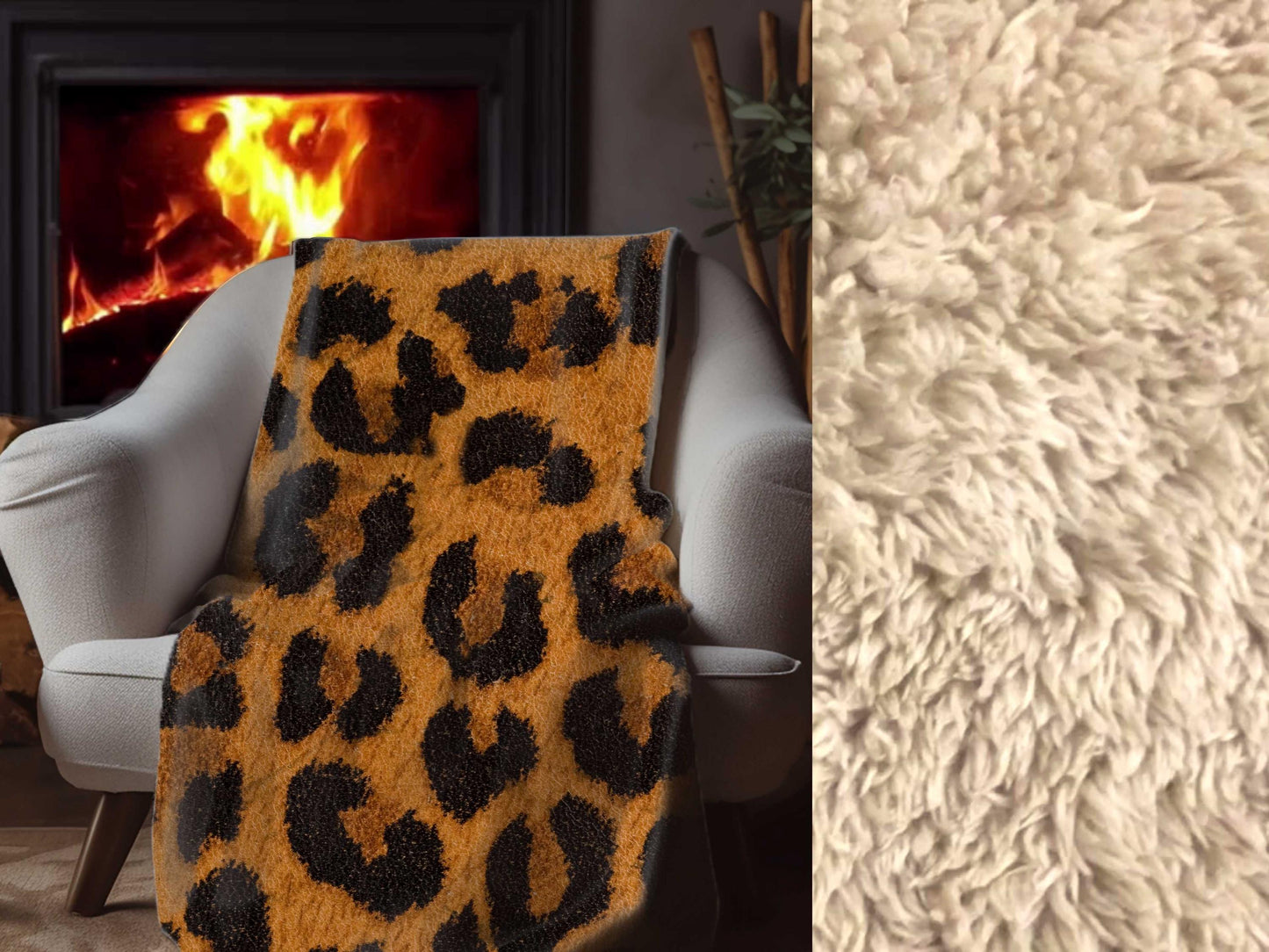 Sherpa Throw Blanket - Cheetah Print Safari Jungle themed design - Soft Plush Throw Blanket-Jacobson Cottage