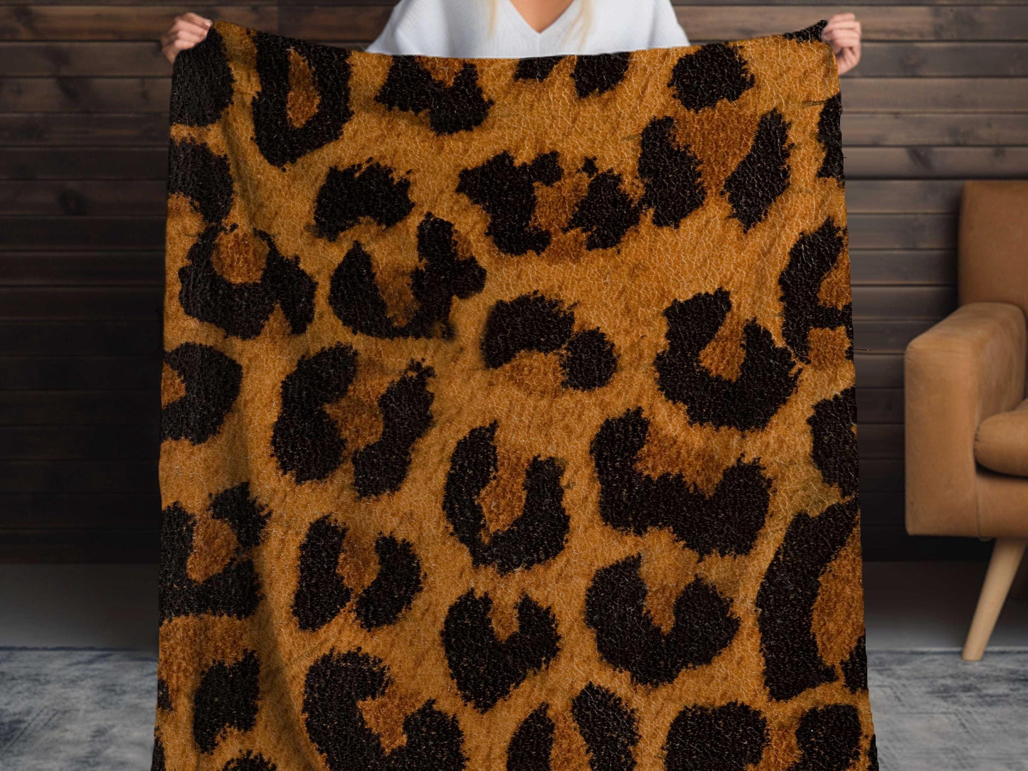 Sherpa Throw Blanket - Cheetah Print Safari Jungle themed design - Soft Plush Throw Blanket-Jacobson Cottage