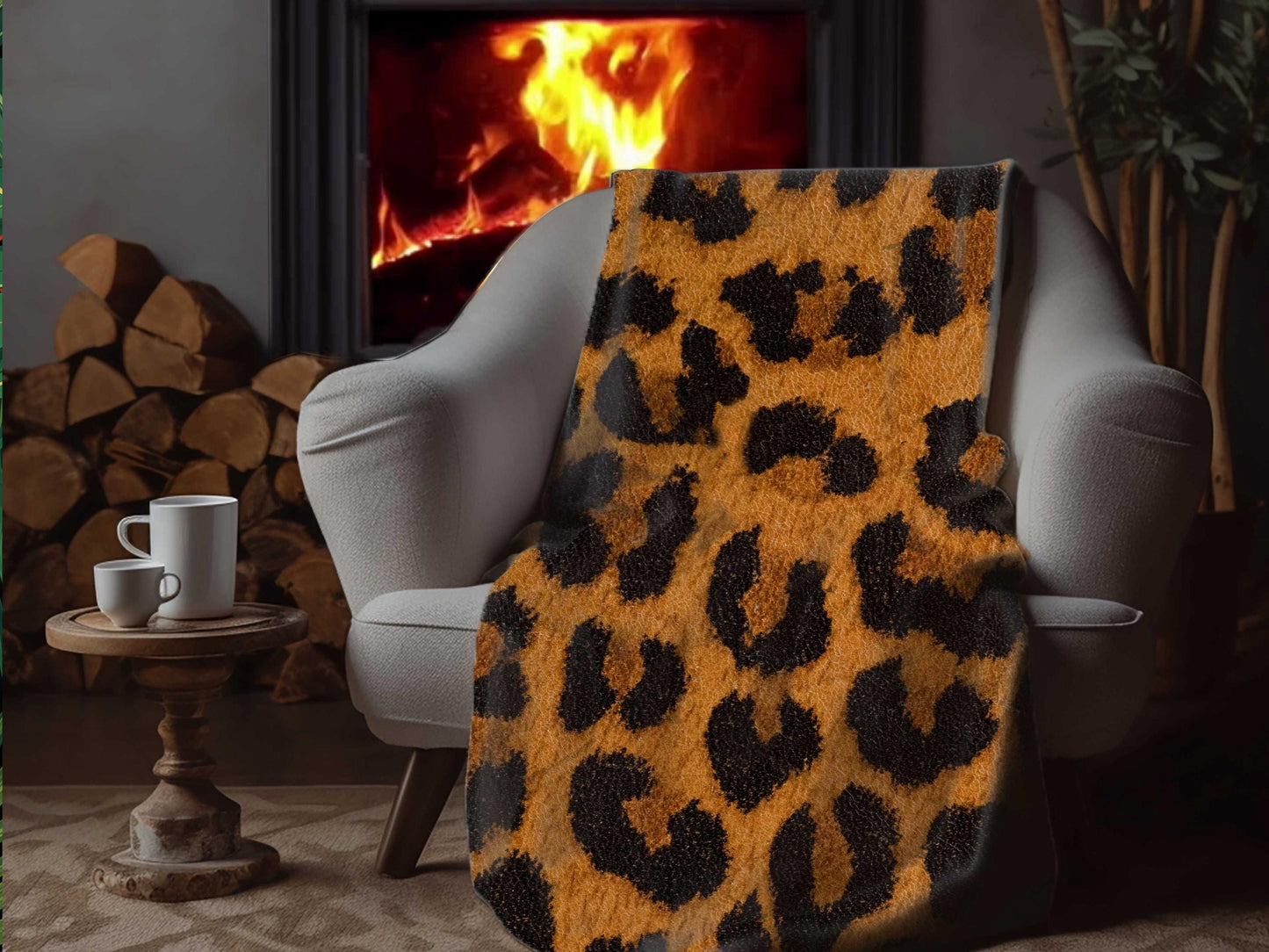 Sherpa Throw Blanket - Cheetah Print Safari Jungle themed design - Soft Plush Throw Blanket-Jacobson Cottage