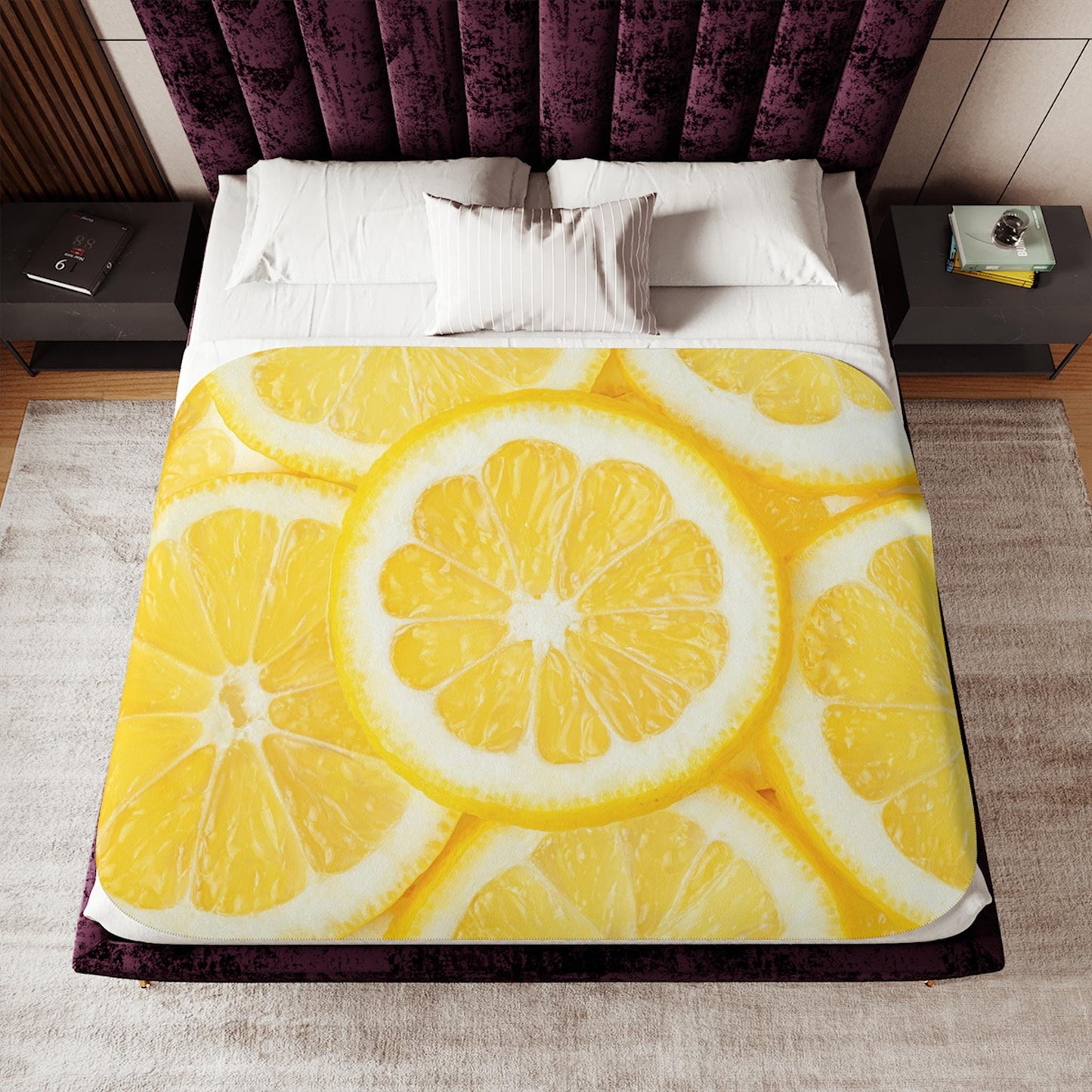 Sherpa Throw Blanket - Lime Slice Pattern Fresh Green Citrus - Soft Plush Throw Blanket-Jacobson Cottage