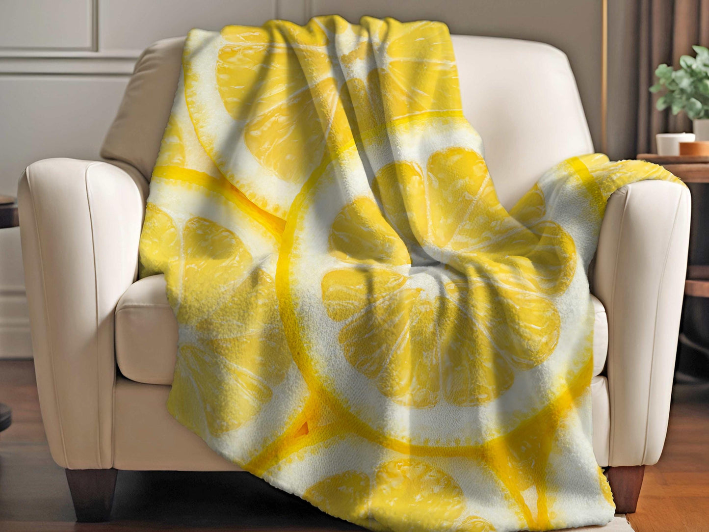 Sherpa Throw Blanket - Lime Slice Pattern Fresh Green Citrus - Soft Plush Throw Blanket-Jacobson Cottage