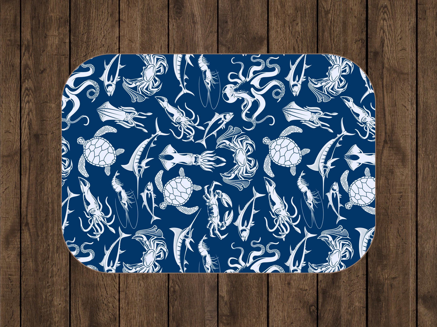 Sherpa Throw Blanket - Blanket Navy Ocean Sea Creatures Pattern Marine Life - Soft Plush Throw Blanket-Jacobson Cottage