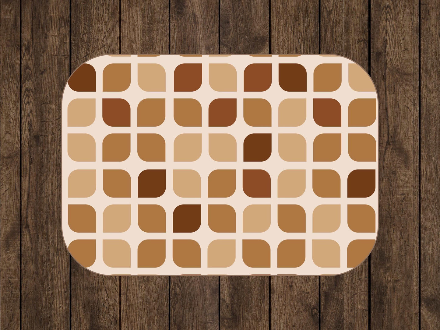 Sherpa Throw Blanket - Sherpa Blanket Retro Brown Geometric Square Pattern Mid-Century Modern - Soft Plush Throw Blanket-Jacobson Cottage