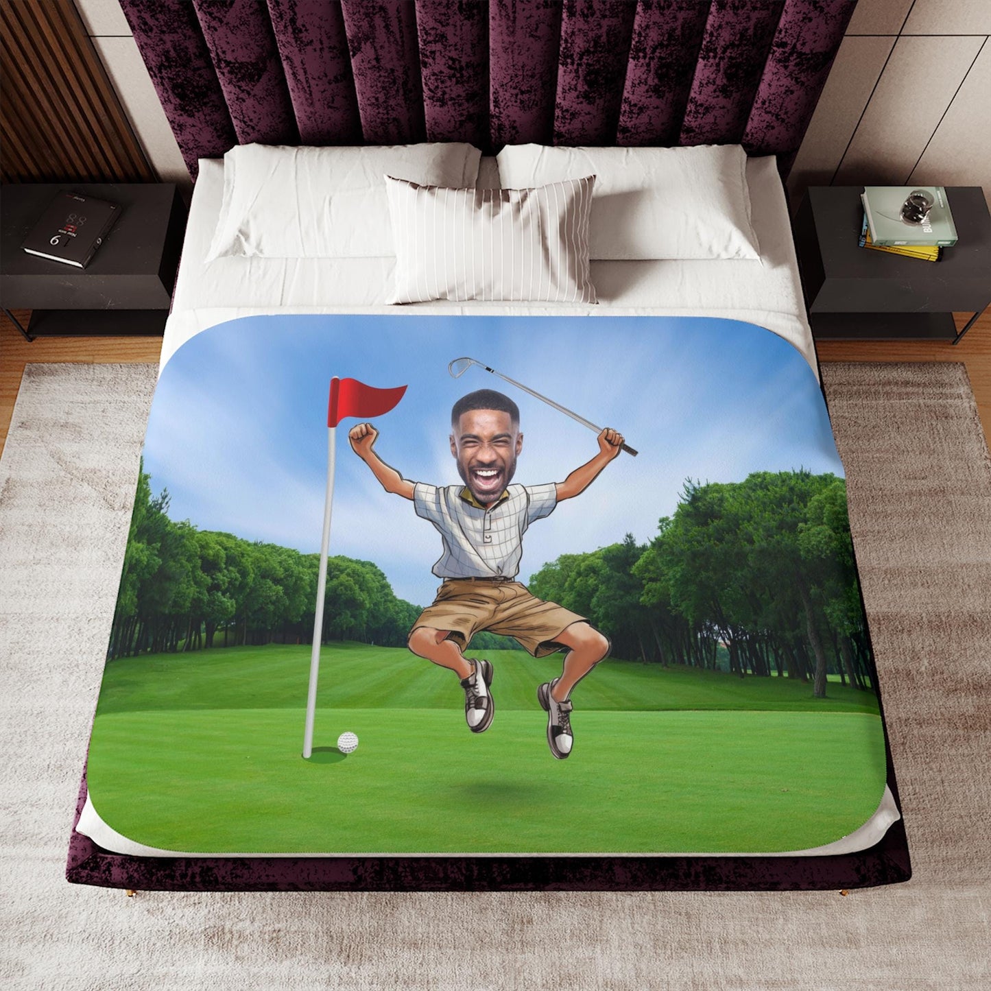 Sherpa Throw Blanket - Funny Custom Golf with Personalized Face - Soft Plush Throw Blanket-Jacobson Cottage