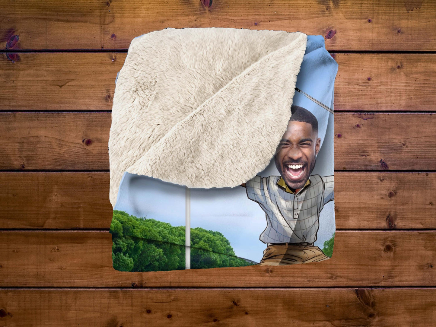 Sherpa Throw Blanket - Funny Custom Golf with Personalized Face - Soft Plush Throw Blanket-Jacobson Cottage