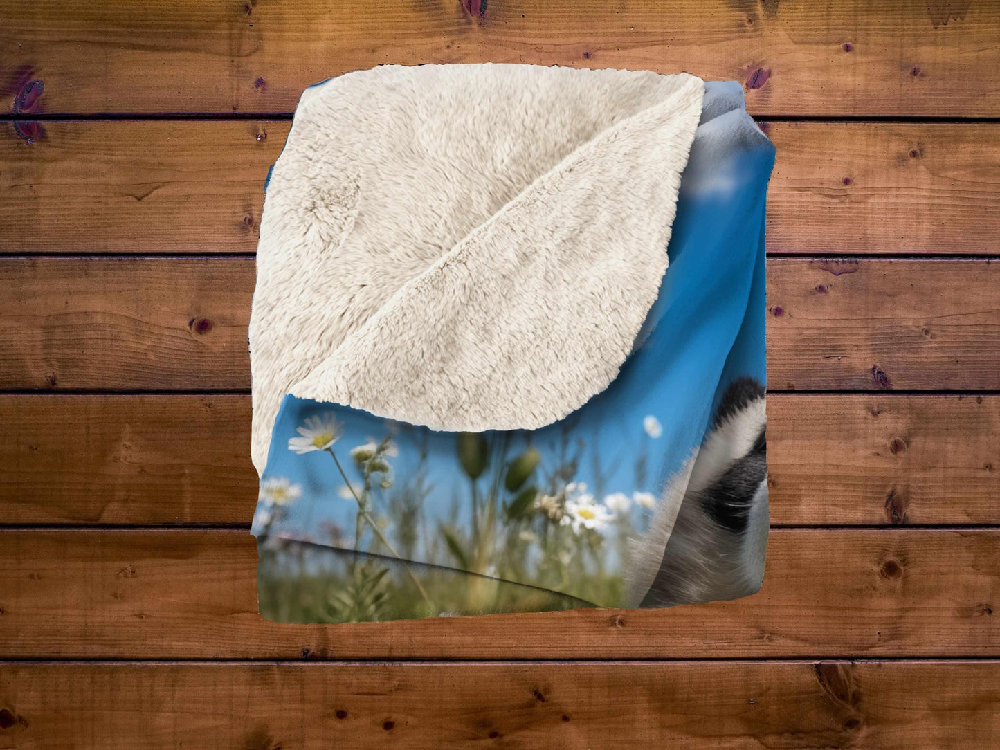 Sherpa Throw Blanket - Panda in Wildflower Meadow Adorable Animal - Soft Plush Throw Blanket-Jacobson Cottage