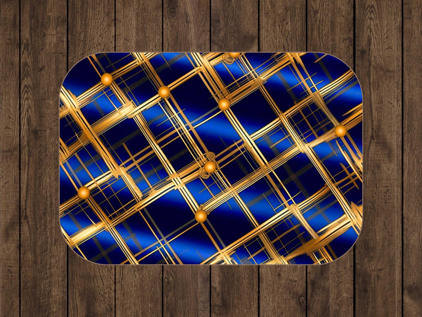 Sherpa Throw Blanket - Navy and Gold Grid Design Luxury Modern - Soft Plush Throw Blanket-Jacobson Cottage