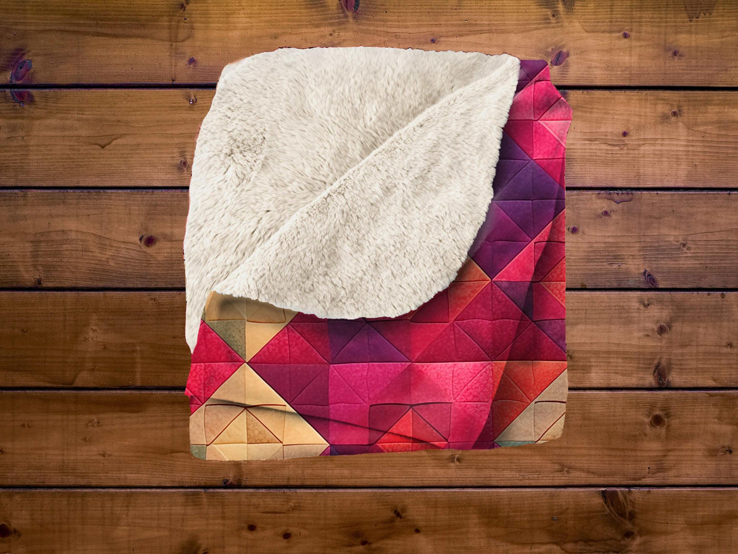 Sherpa Throw Blanket - Colorful Geometric Pattern Rainbow Diamond Design - Soft Plush Throw Blanket-Jacobson Cottage
