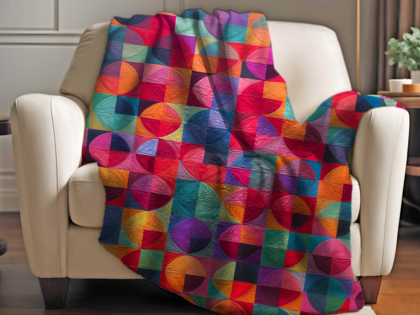 Sherpa Throw Blanket - Red Modern Art Red Quilt pattern Print - Soft Plush Throw Blanket-Jacobson Cottage