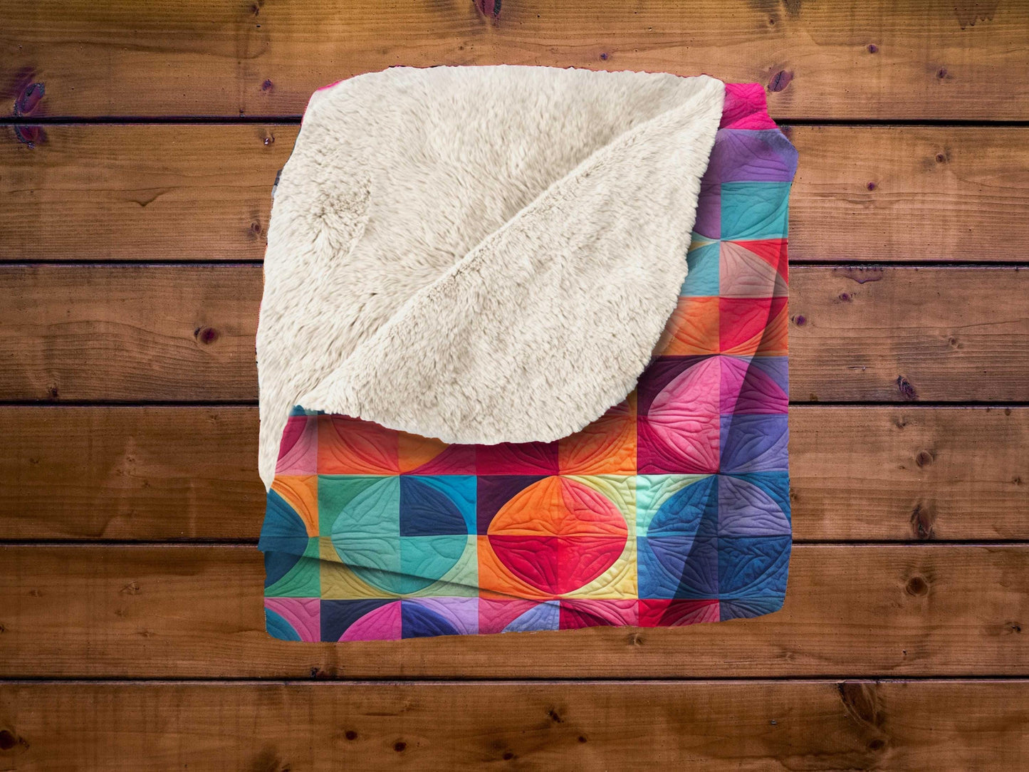 Sherpa Throw Blanket - Red Modern Art Red Quilt pattern Print - Soft Plush Throw Blanket-Jacobson Cottage
