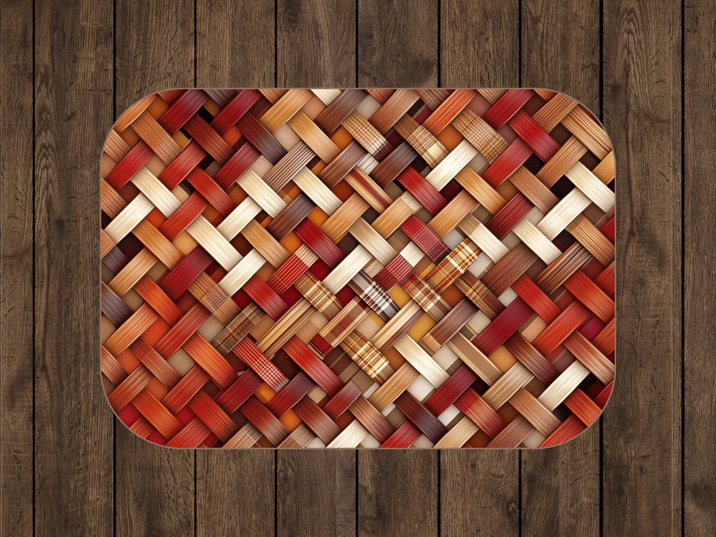 Sherpa Throw Blanket - Rustic Woven Basketweave Pattern Cozy Brown & Red Plaid Style - Soft Plush Throw Blanket-Jacobson Cottage