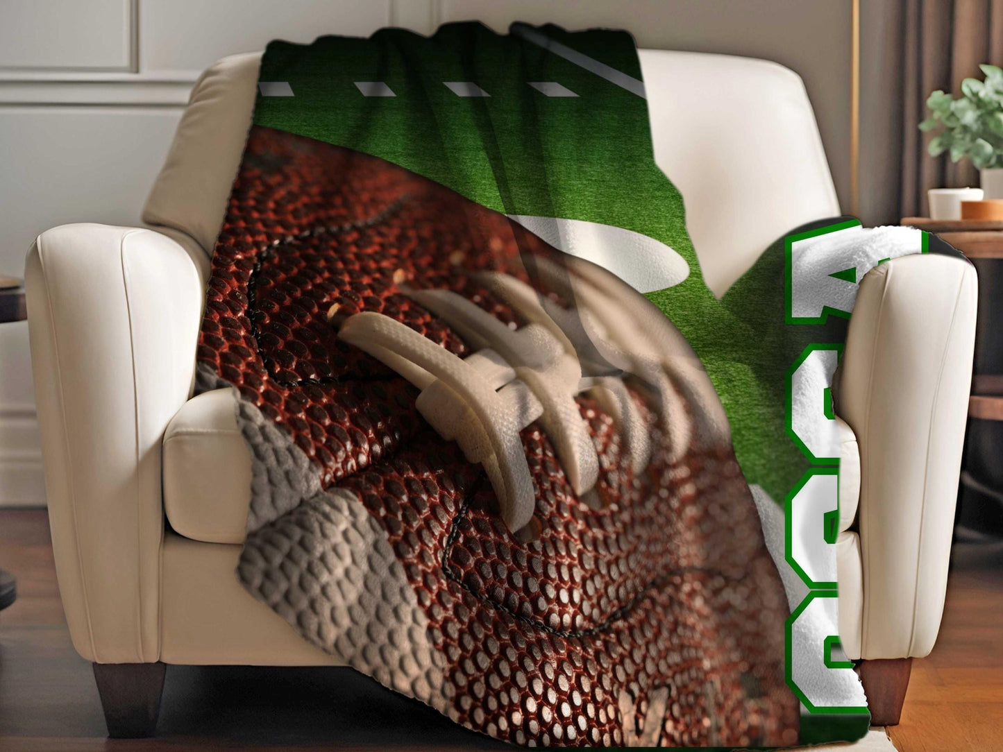 Sherpa Throw Blanket - Football Gift Design with Personalized name - Soft Plush Throw Blanket-Jacobson Cottage