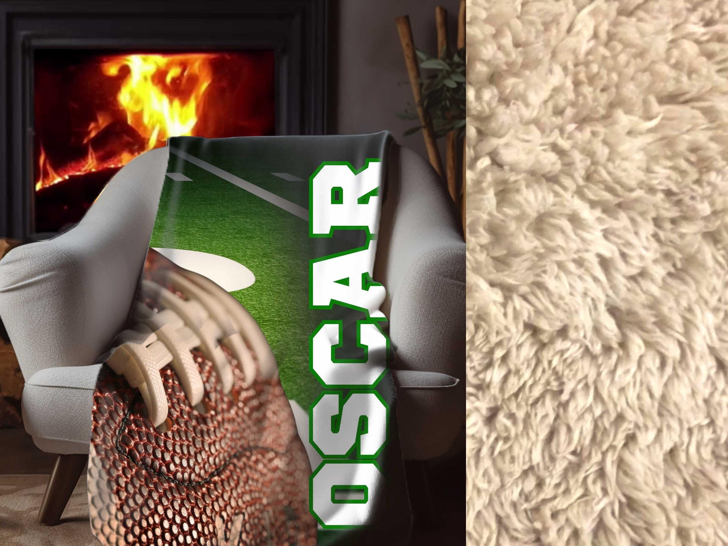Sherpa Throw Blanket - Football Gift Design with Personalized name - Soft Plush Throw Blanket-Jacobson Cottage