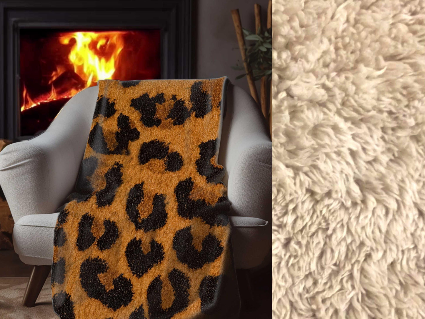 Sherpa Throw Blanket - Cheetah Print Safari Jungle themed design - Soft Plush Throw Blanket-Jacobson Cottage