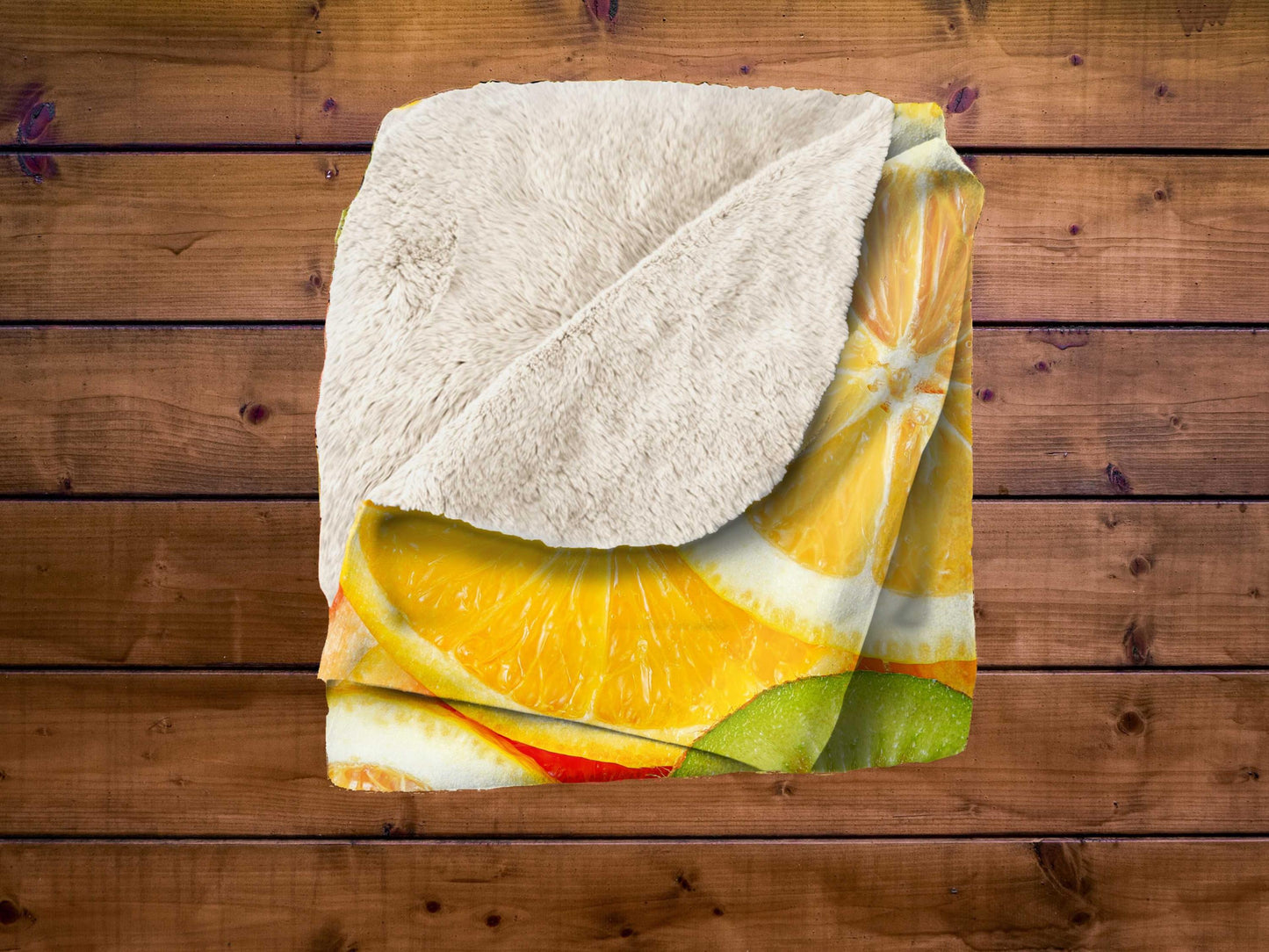 Sherpa Throw Blanket - Colorful Fruit Pattern with Kiwi, Lemon, Orange & Grapefruit Tropical - Soft Plush Throw Blanket-Jacobson Cottage