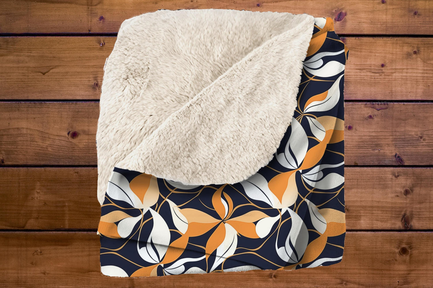 Sherpa Throw Blanket - Navy and Gold Abstract Pattern - Soft Plush Throw Blanket-Jacobson Cottage