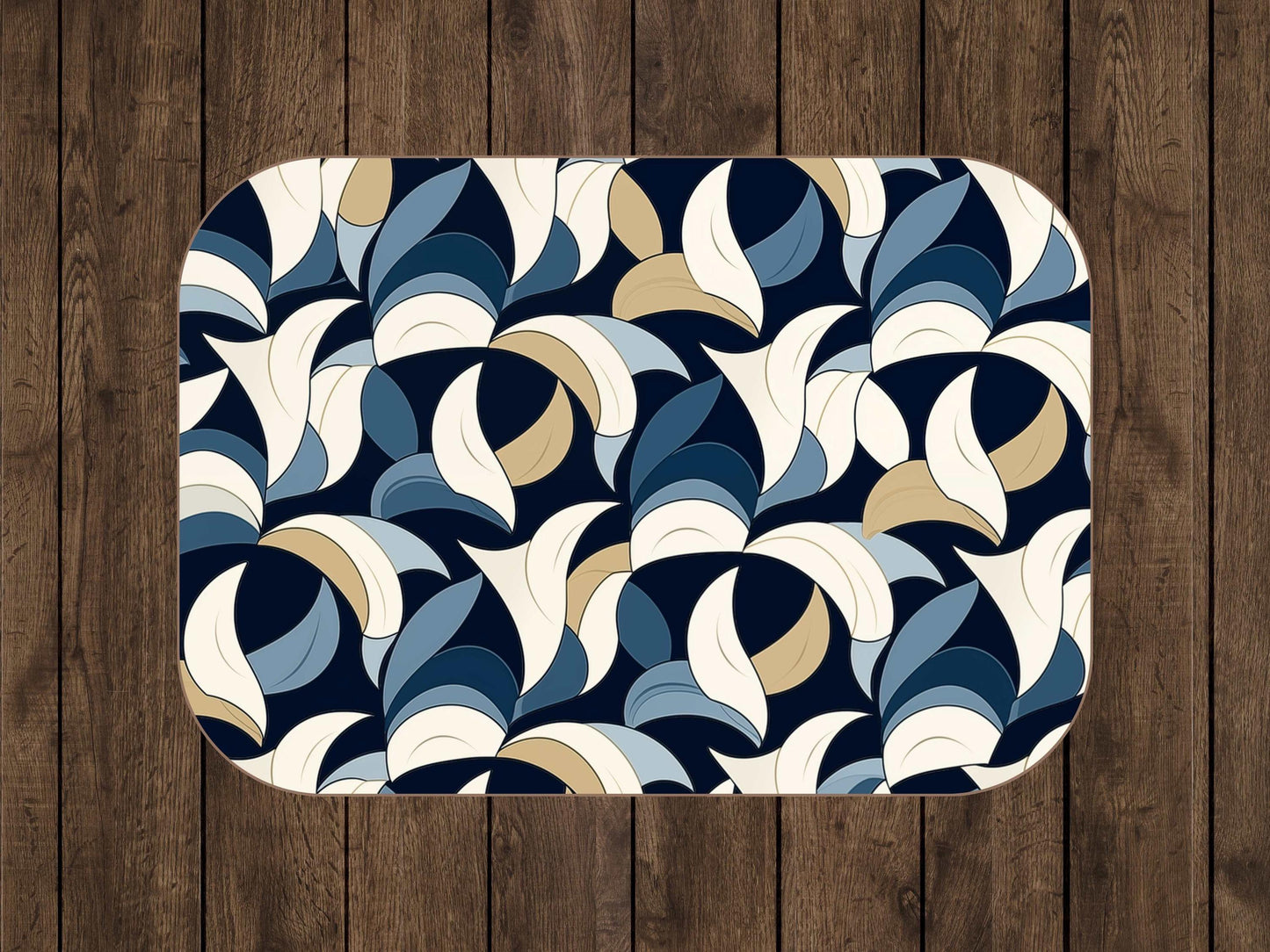 Sherpa Throw Blanket - Blue and Beige Abstract Wave Pattern Modern Geometric - Soft Plush Throw Blanket-Jacobson Cottage