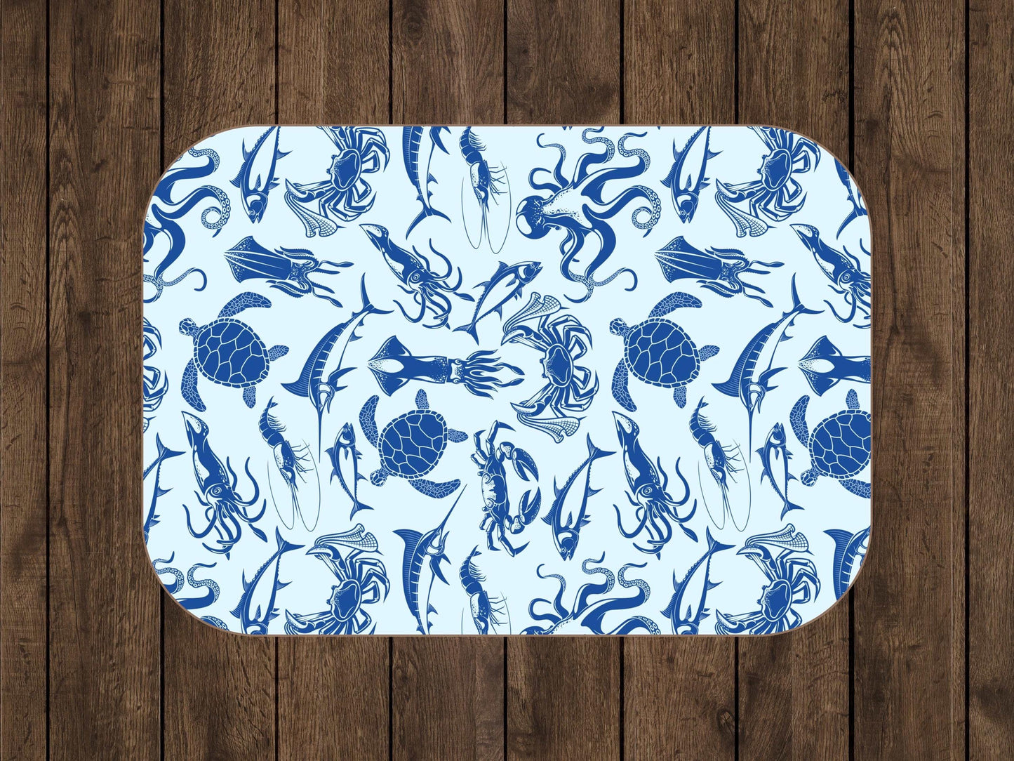 Sherpa Throw Blanket - Ocean life Nautical Blue - Soft Plush Throw Blanket-Jacobson Cottage