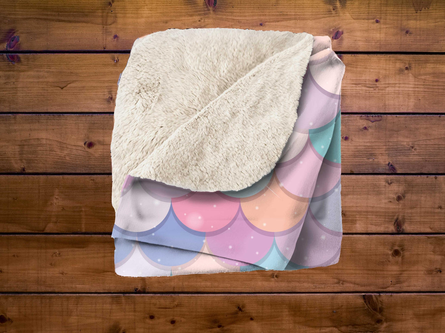 Sherpa Throw Blanket - Pastel Mermaid Scales - Soft Plush Throw Blanket-Jacobson Cottage